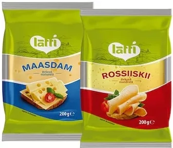 Latti Твердий витриманий сир Маасдам або Російський, 200 г