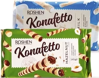 Roshen Трубочки Konafetto, молоко або горіхи, 140 г