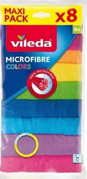 VILEDA Lavete Microfibre Colors, set 8 bucăți; cu legitimație METRO valabilă