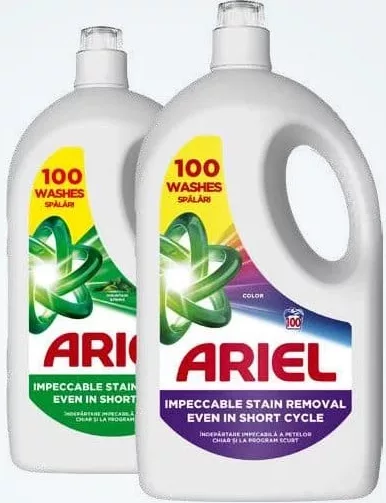 ARIEL Detergent lichid, sortimente, 4,5 L / 100 spălări; cu card METRO