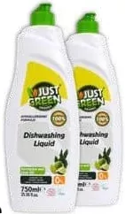 JUST GREEN Detergent de vase, sortimente, 750 ml; cu card METRO