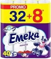 EMEKA Hârtie igienică 3 straturi, 32+8 role; cu card METRO