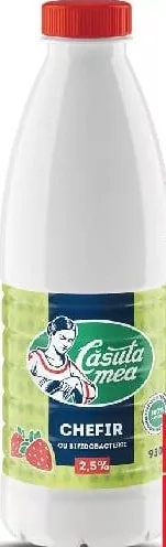 CĂSUȚA MEA Кефир с бифидобактериями, клубника/персик, 2,5%, 930 г