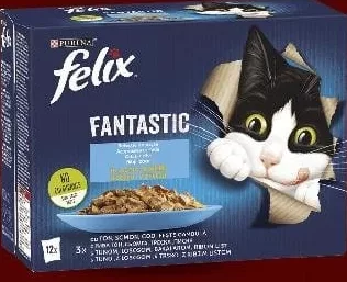 FELIX FANTASTIC Влажный корм для кошек рыбное / деревенское ассорти 12×85 г