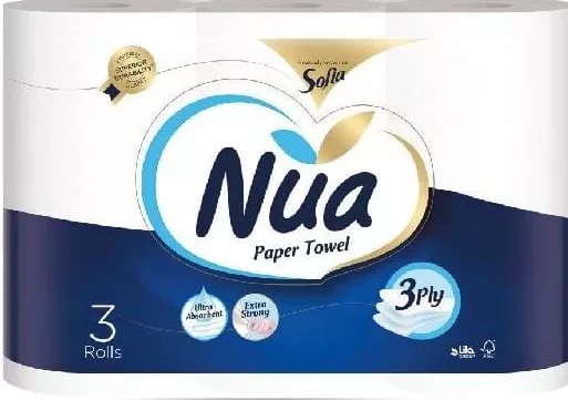 NUA Бумажные полотенца, 3 слоя, 3 рулона