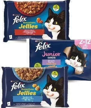 FELIX SENSATIONS/FANTASTIC/JUNIOR Влажный корм для кошек,4×85 г