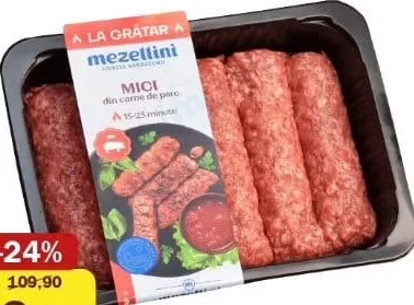Mici din carne de porc Mezellini, 0,8 kg — În limita stocului; disponibilitatea diferă între magazinele Family Market.