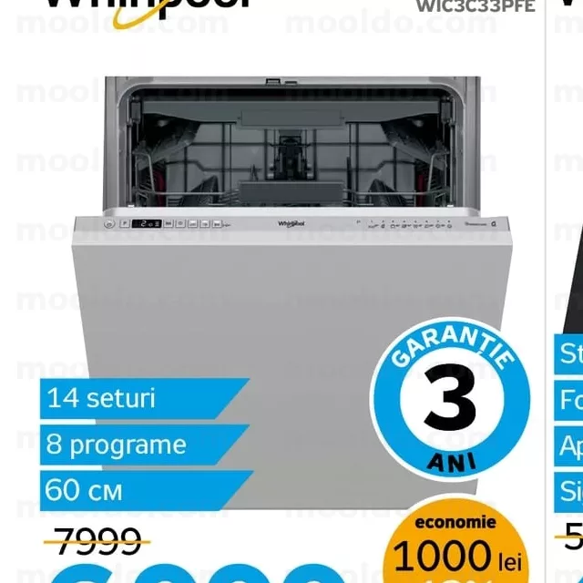 Mașină de spălat vase încorporabilă WIC3C33PFE