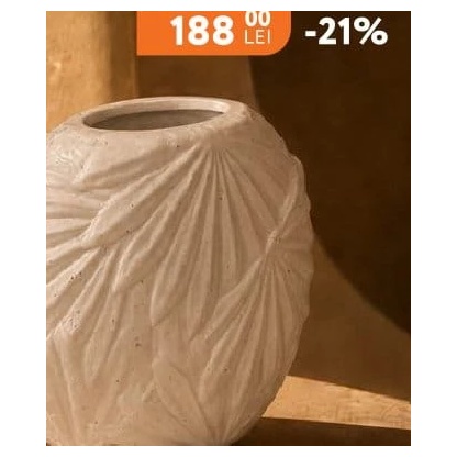 Vază decorativă ceramică mată cu relief, 22 cm