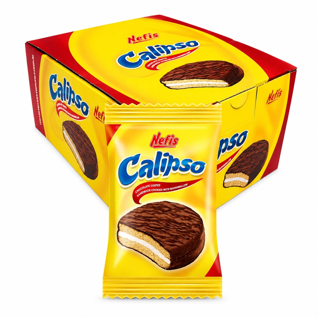 Sandwich biscuiți cu marshmallow glazurat Nefis Calipso 24 × 20 g