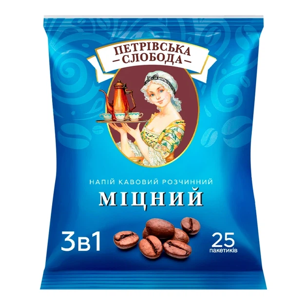 ПЕТРОВСКАЯ СЛОБОДА Cafea 3în1 «Міцний», 25 plicuri