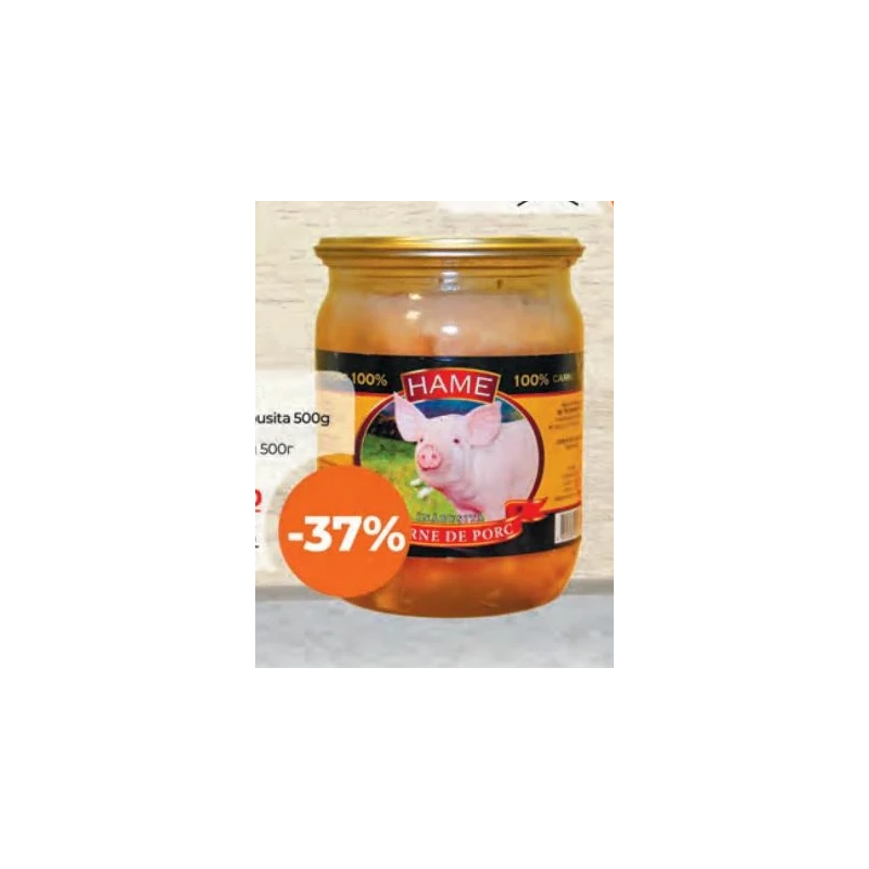Hame carne de porc înăbușită, 500 g