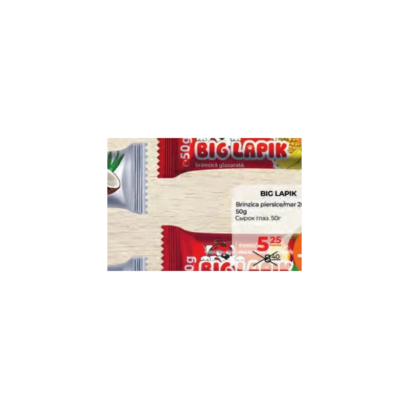 Big Lapik brânzică glazurată piersică și măr 26%, 50 g