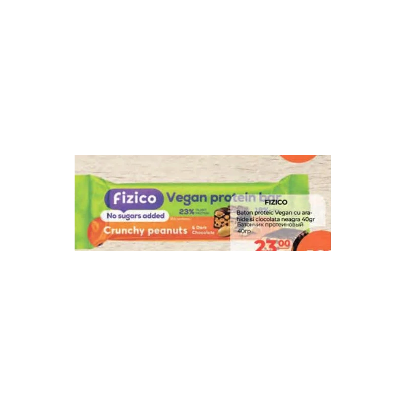 Fizico baton proteic vegan cu arahide, 40 g