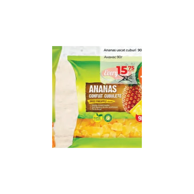 Everyday cuburi de ananas uscat, 90 g