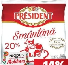 Président smântână, 20% grăsime, 450 g