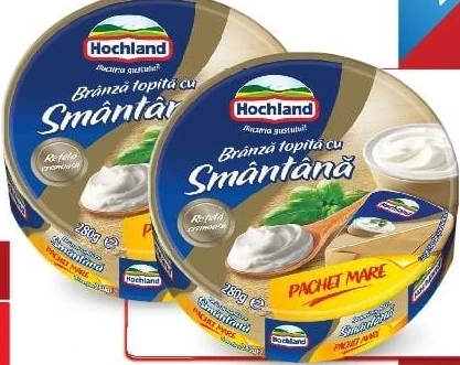Hochland brânză topită triunghiuri smântână / șuncă / mix clasico, 280 g