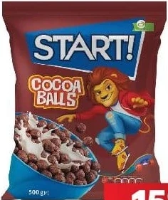 Start cereale pentru micul dejun, bile cacao / bile duo / Jolly Roger, 500 g