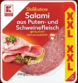 K-Classic salam din carne de curcan și carne de porc, 200 g + 40 g