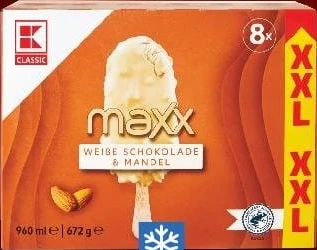 K-Classic Maxx înghețată cu migdale și ciocolată albă, 8 x 120 ml