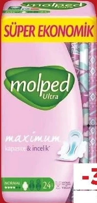 Molped Ultra absorbante igienice cu aripioare, anatomice, 24 buc
