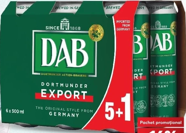 DAB bere blondă Dortmunder Export, 5% alcool, 6 x 0,5 l