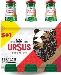Ursus Premium bere blondă, 5% alcool, 6 x 0,33 l