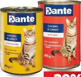 Dante hrană umedă pentru pisici, pasăre / vită, 415 g