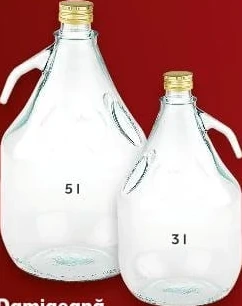 Damigeană din sticlă cu dop, 5 l / 3 l
