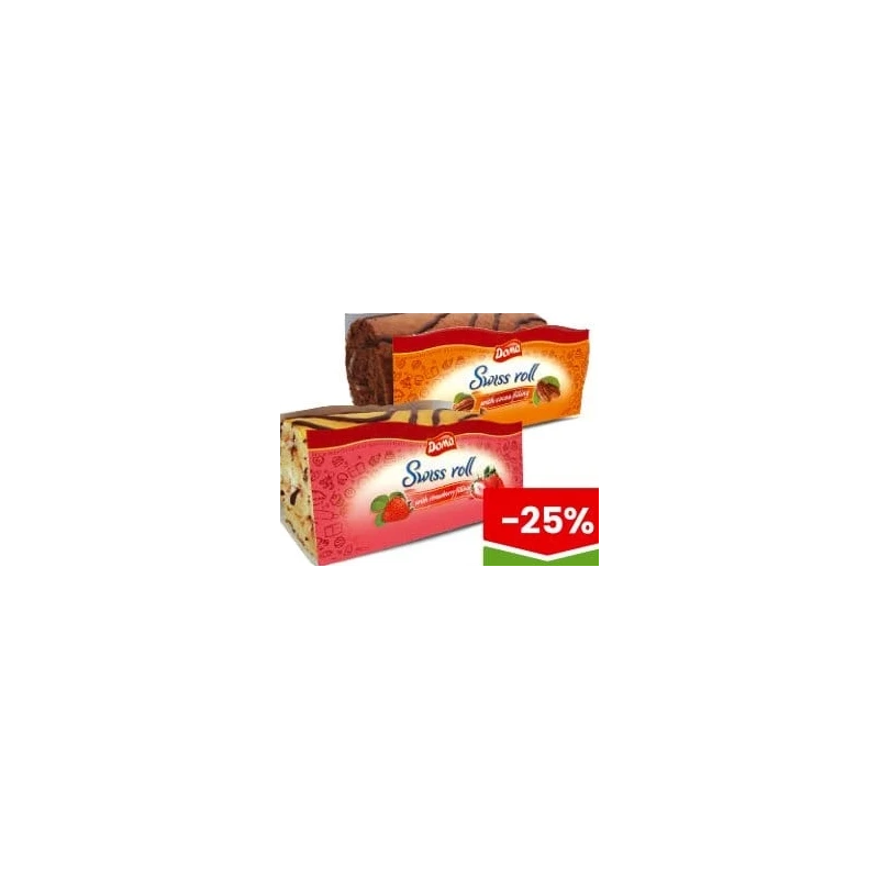 Swiss Roll Doma ruladă cu umplutură în sortiment, 115 g