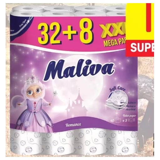 Maliya hârtie igienică 3 straturi, 32+8 role