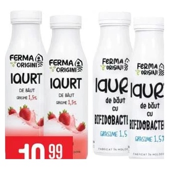 Ferma cu Origini iaurt de băut 330 g, diverse sortimente