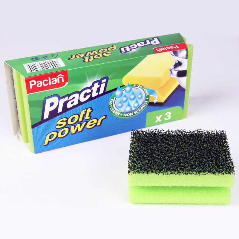Paclan Soft Power bureți pentru vase 3 buc