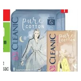Cleanic Pure Cotton absorbante igienice de noapte din bumbac 8 buc