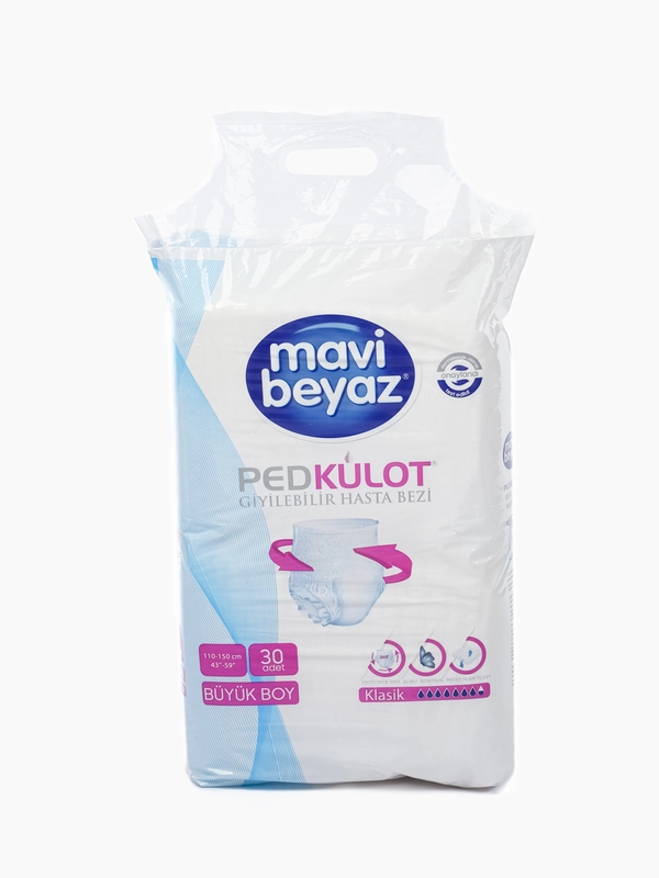 Mavi Beyaz L 110–150 cm scutece pentru adulți 30 buc