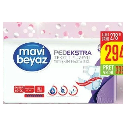 Mavi Beyaz XL 120–170 cm scutece pentru adulți 30 buc