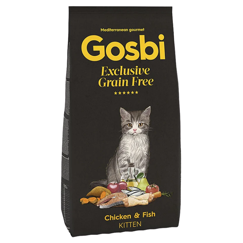 Gosbi Exclusive Grain Free pui și pește pentru pisoi, 2 kg