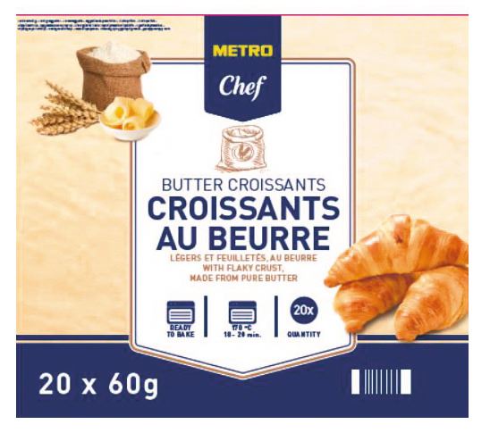 Croissant cu unt congelat Metro Chef, 20 × 60 g
