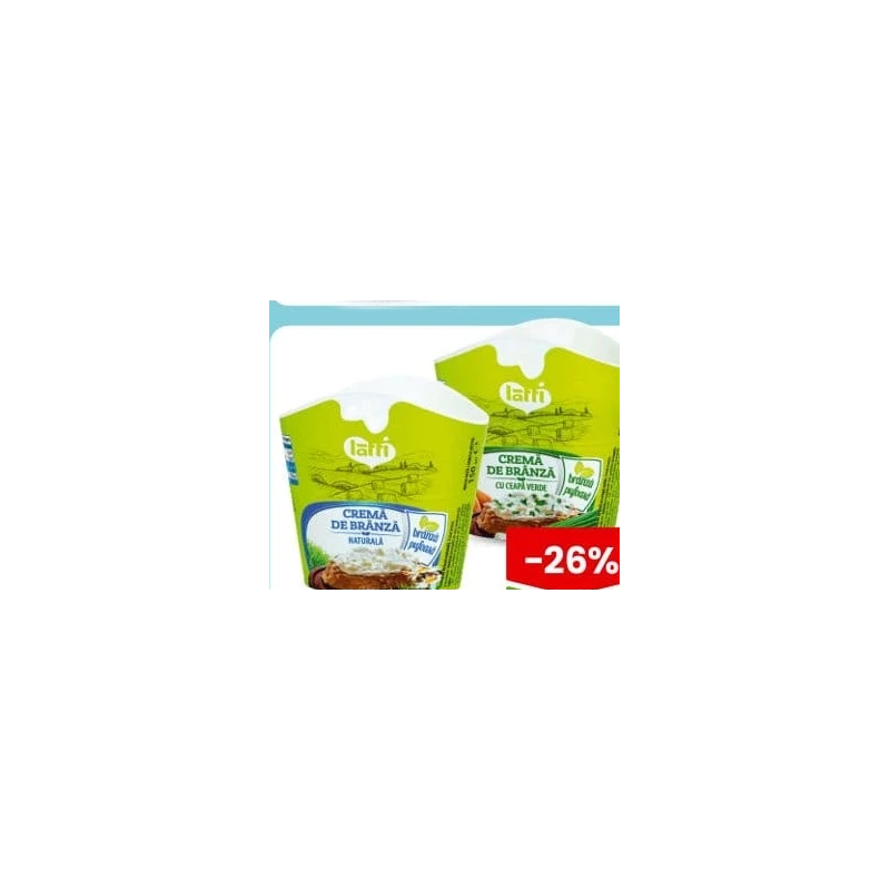 Latti cremă de brânză naturală sau cu verdeață, 150 g