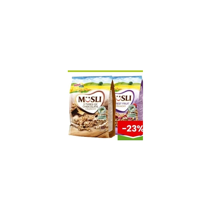 Bona Vita Musli Crunchy în sortiment, 375 g