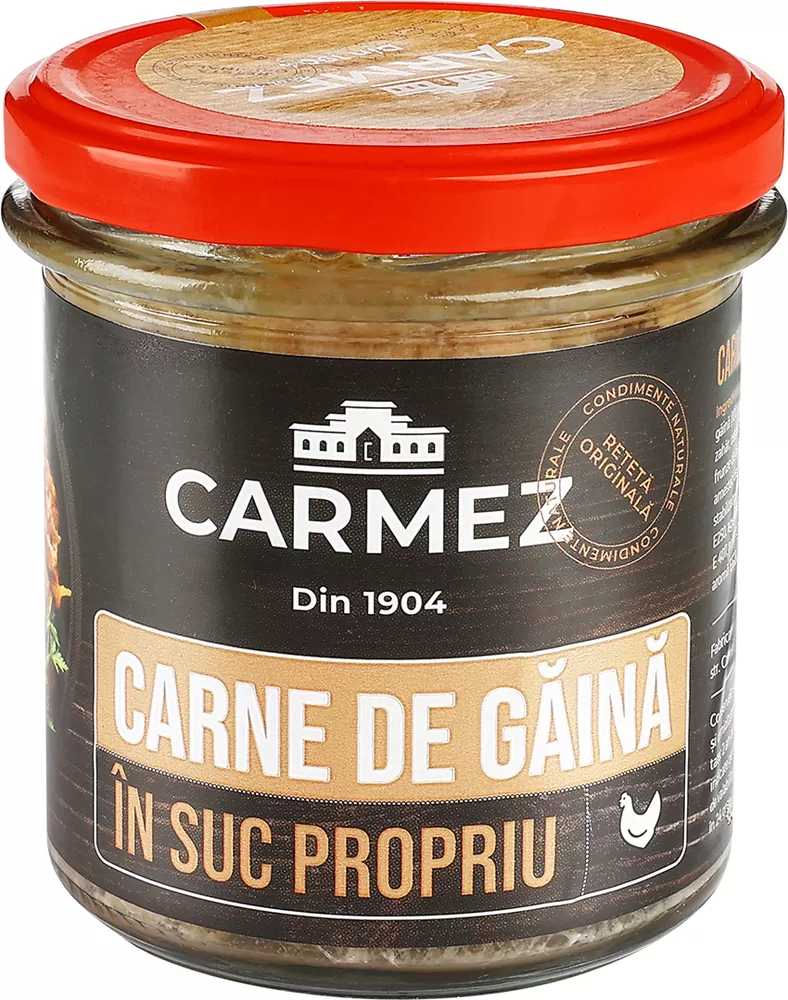 Carmez carne de găină în suc propriu, 280 g