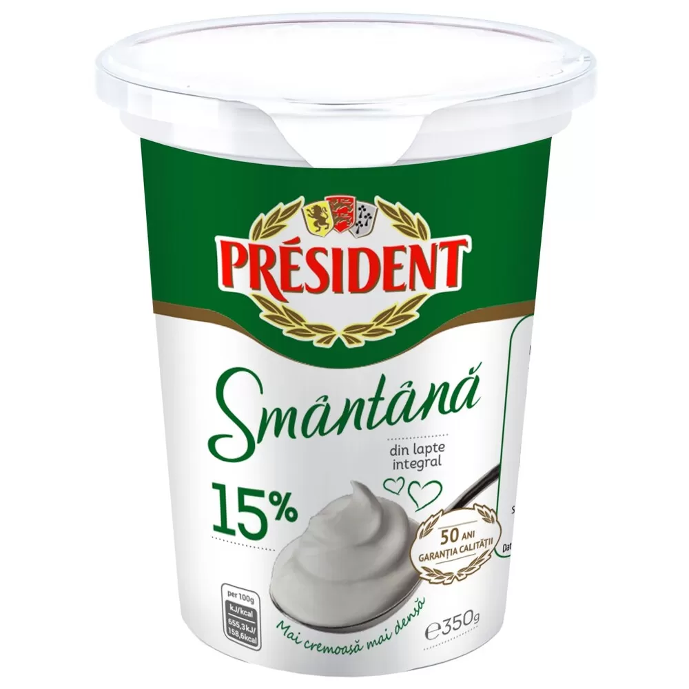 Président smântână 15%, 350 g