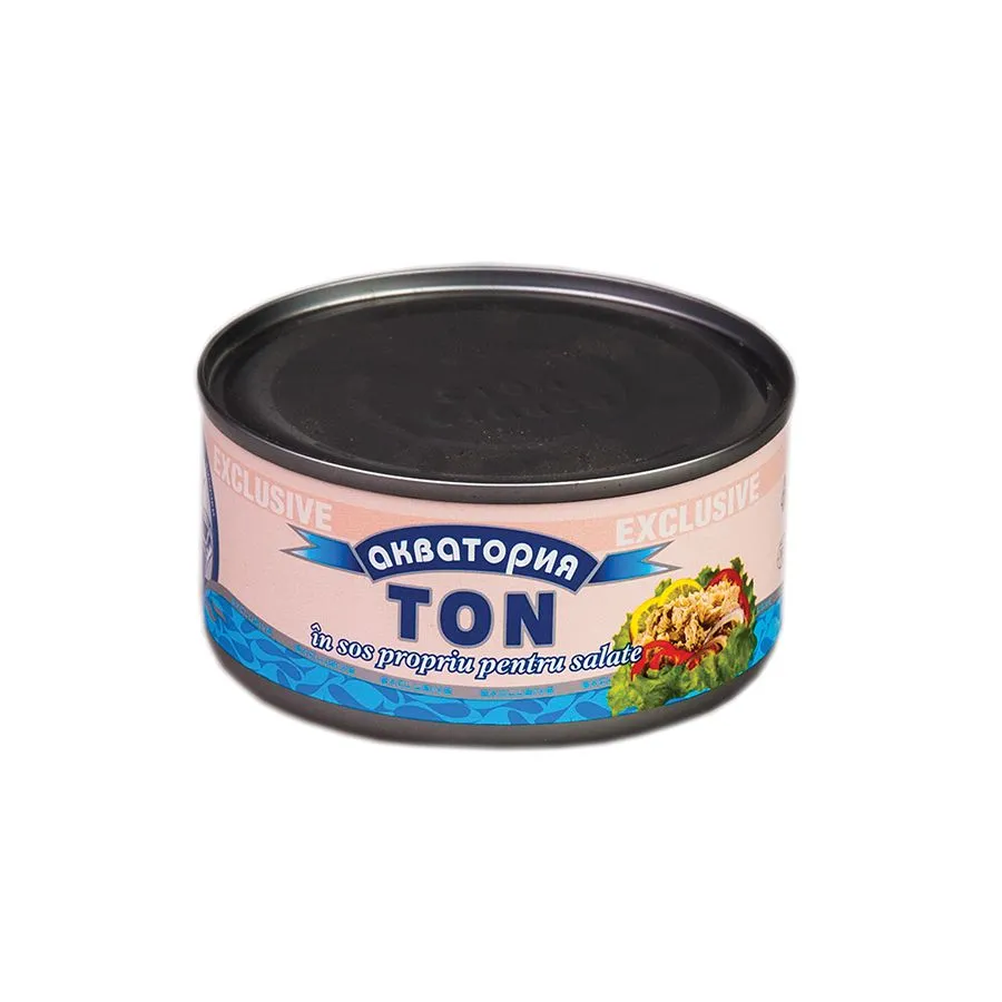 Akvatoriya ton pentru salată în ulei/suc propriu, 185 g