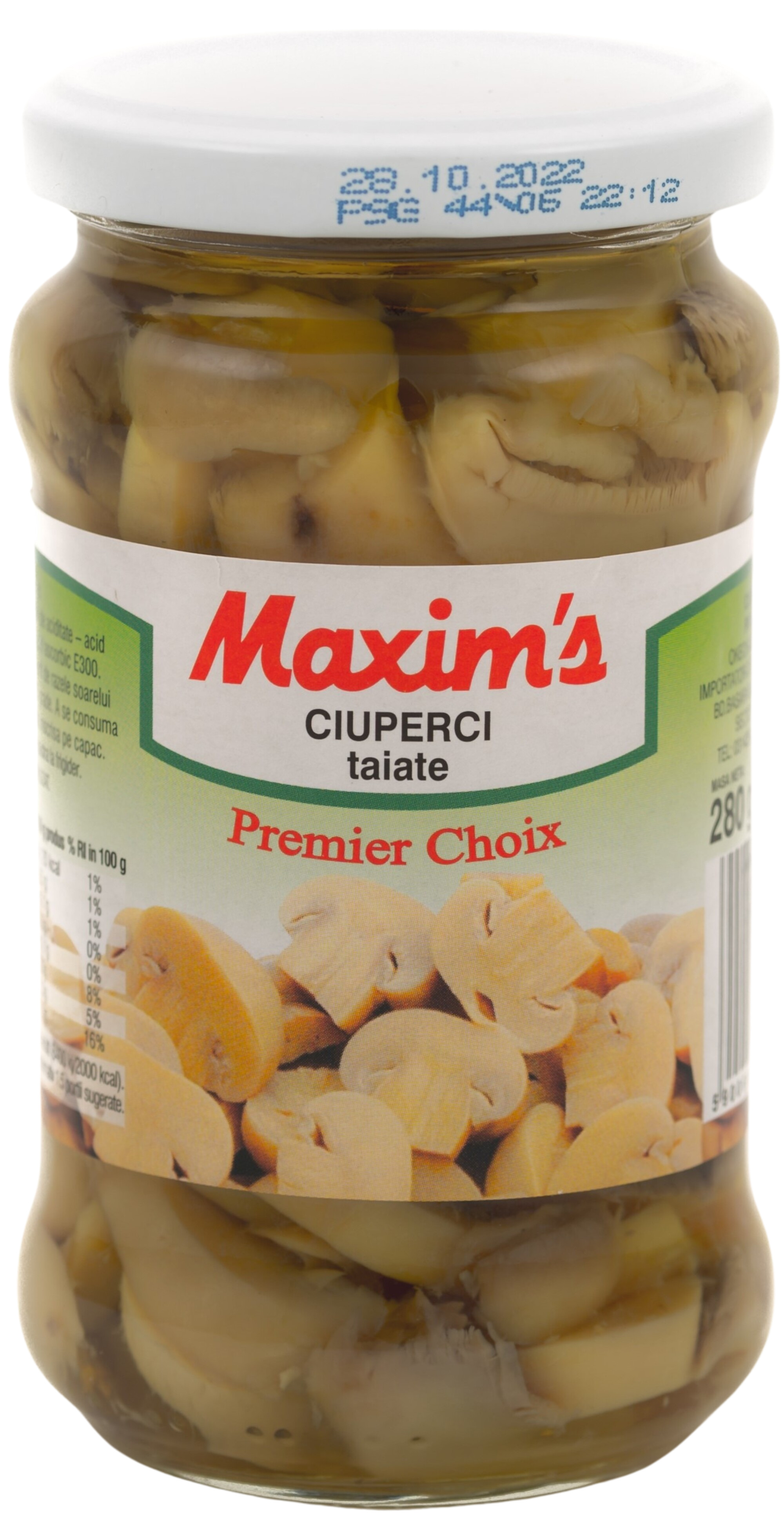 Maxim's ciuperci tăiate/întregi, 280 g