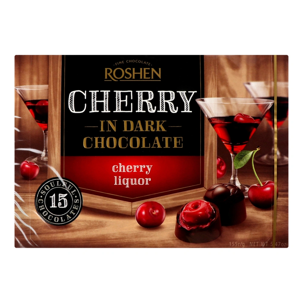 Roshen bomboane vișine în lichior, 155 g