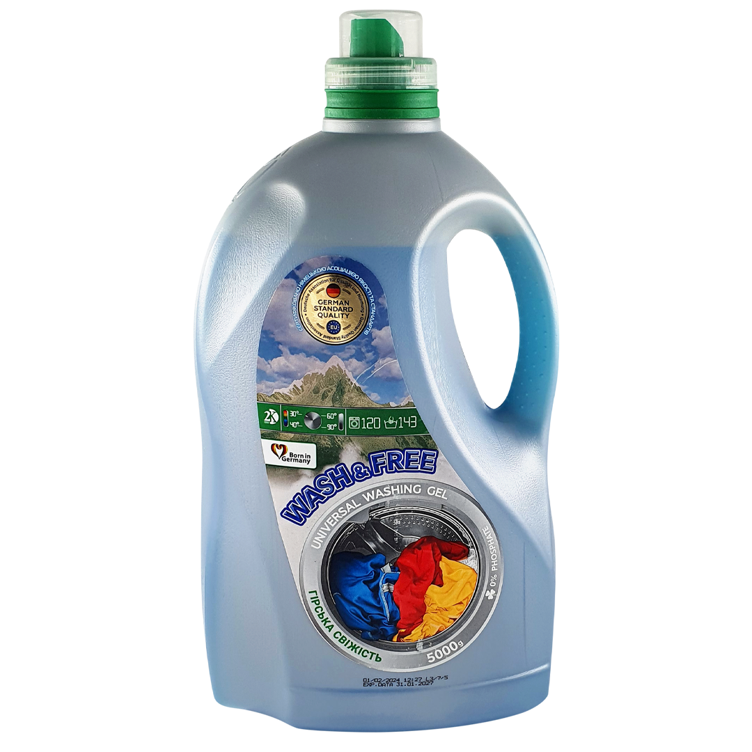 Wash&Free detergent lichid Universal/Jasmin, 5 L