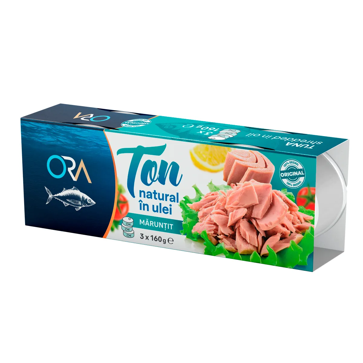 Ora ton natural mărunțit în ulei 3x160 g