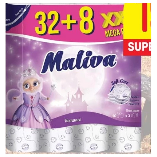 Maliya hârtie igienică 3 straturi, 32+8 role