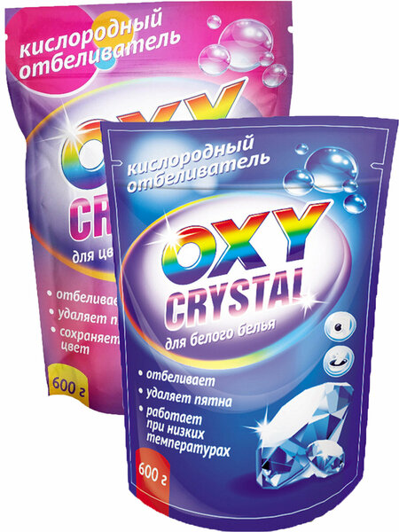 Oxy Crystal praf pentru îndepărtarea petelor 600 g, diverse sortimente