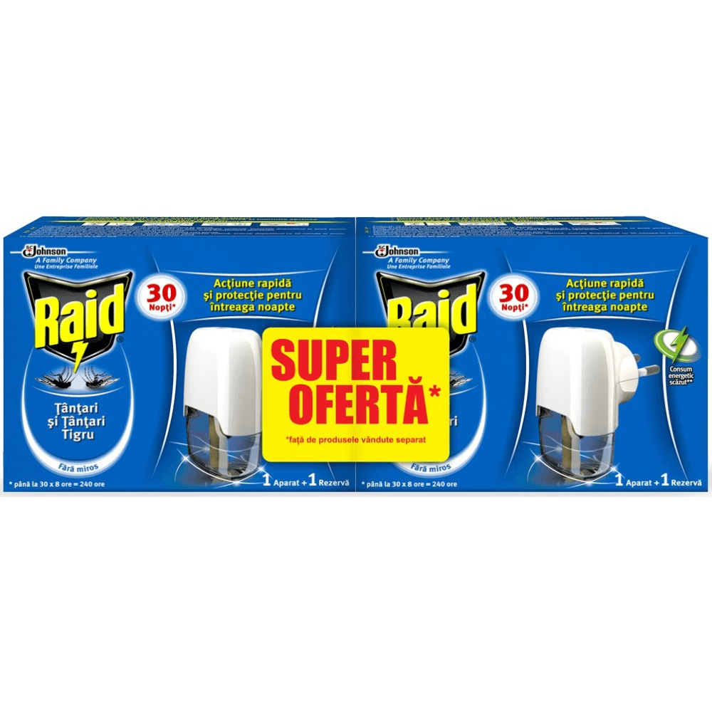 Raid aparat electric împotriva țânțarilor + 1 rezervă 21 ml
